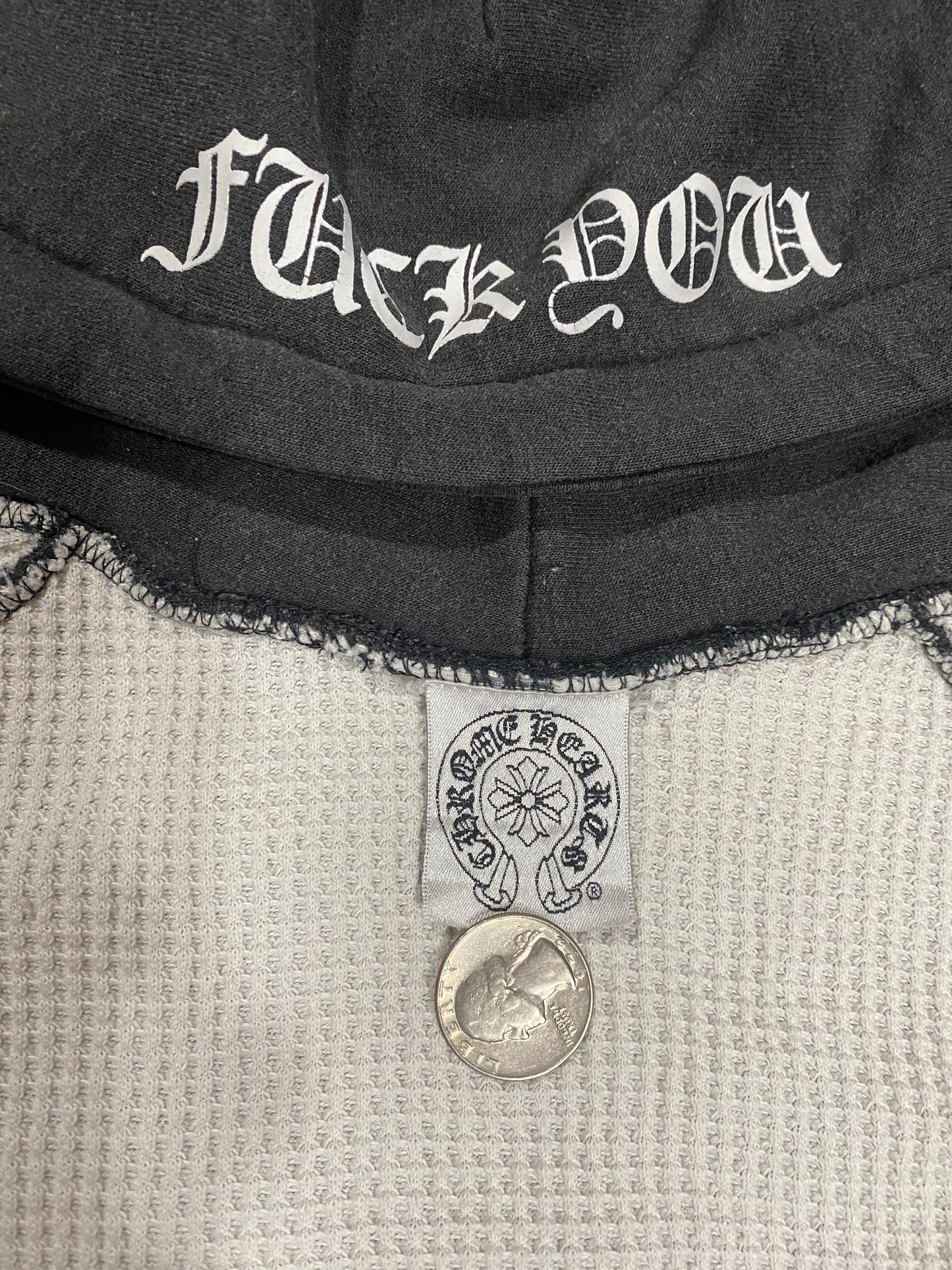 90s Vintage Chrome Hearts Washed Thermal Zip Up