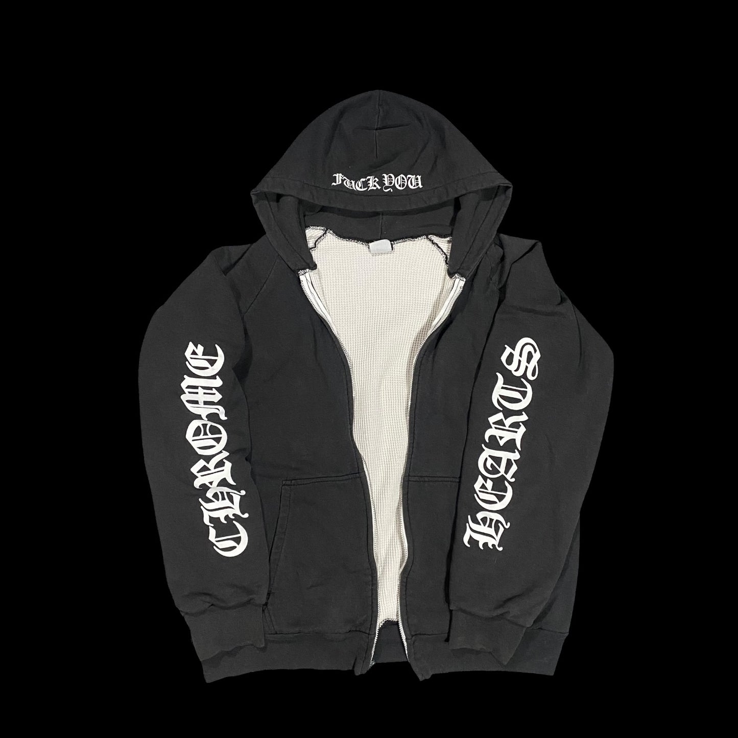 90s Vintage Chrome Hearts Washed Thermal Zip Up