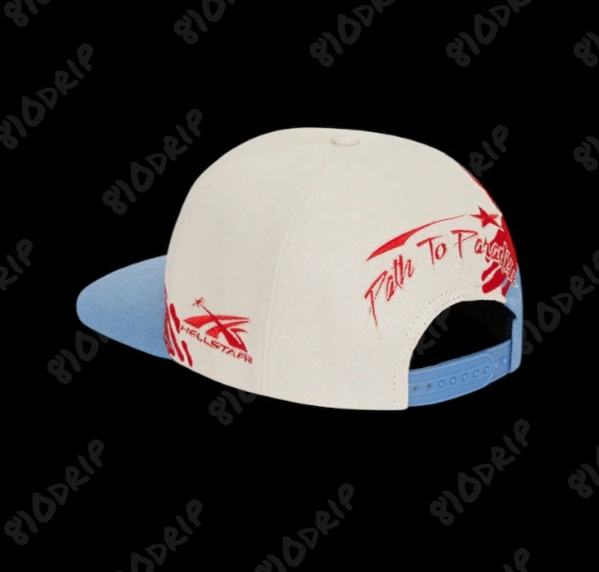 Hellstar Paintbrush Snapback Hat White/Red