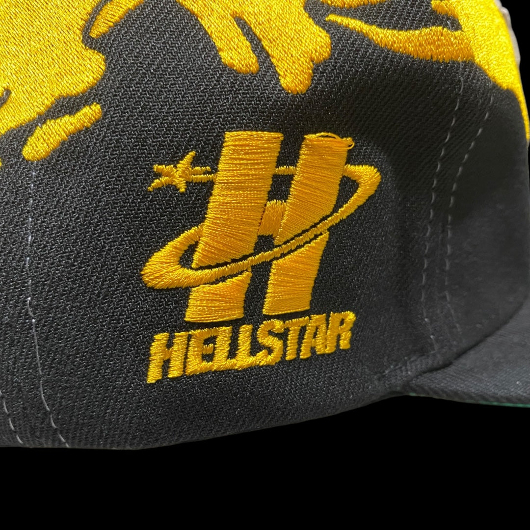 Hellstar Paintbrush Snapback Hat Black/Yellow