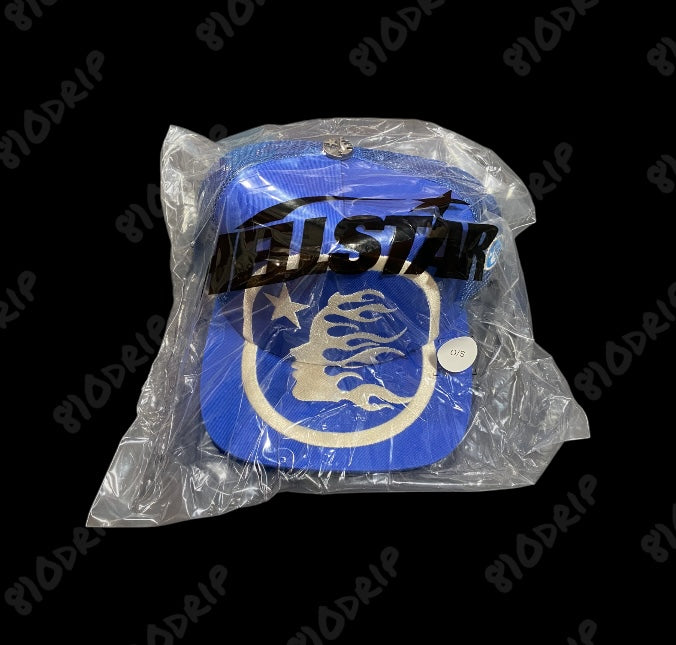 Hellstar Big Logo Trucker Snapback Hat - Blue