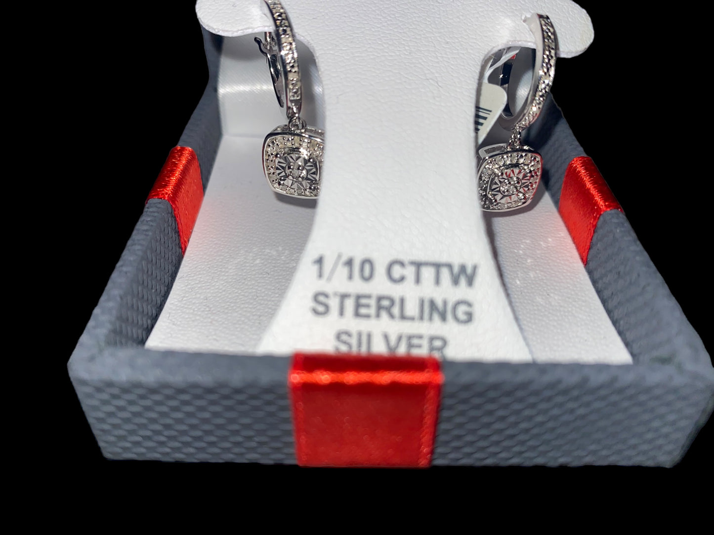 Diamond Sterling Silver Hoop Earrings 1/10 CTTW