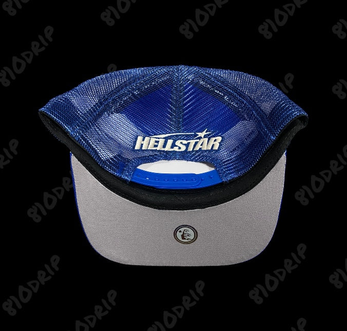 Hellstar Big Logo Trucker Snapback Hat - Blue