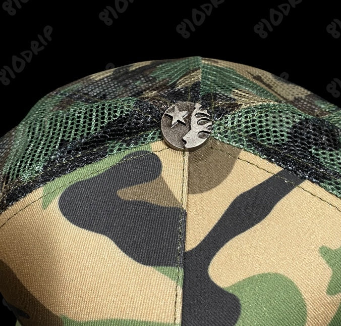 Hellstar Big Logo Trucker Snapback Hat - Camo