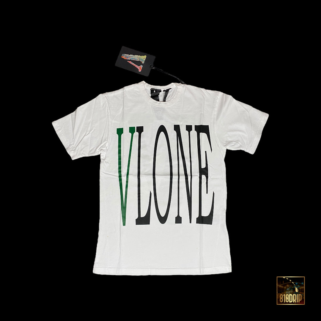 Vlone 绿色主打 T 恤白色