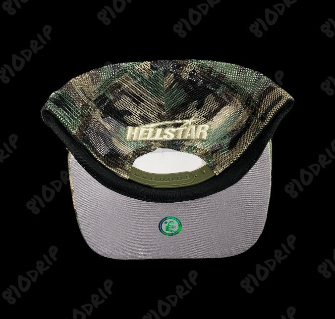 Hellstar Big Logo Trucker Snapback Hat - Camo