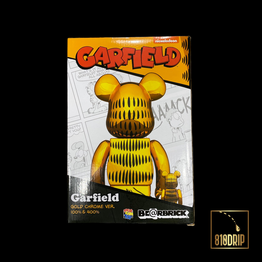 Juego Bearbrick Garfield Gold Chrome 100% y 400%