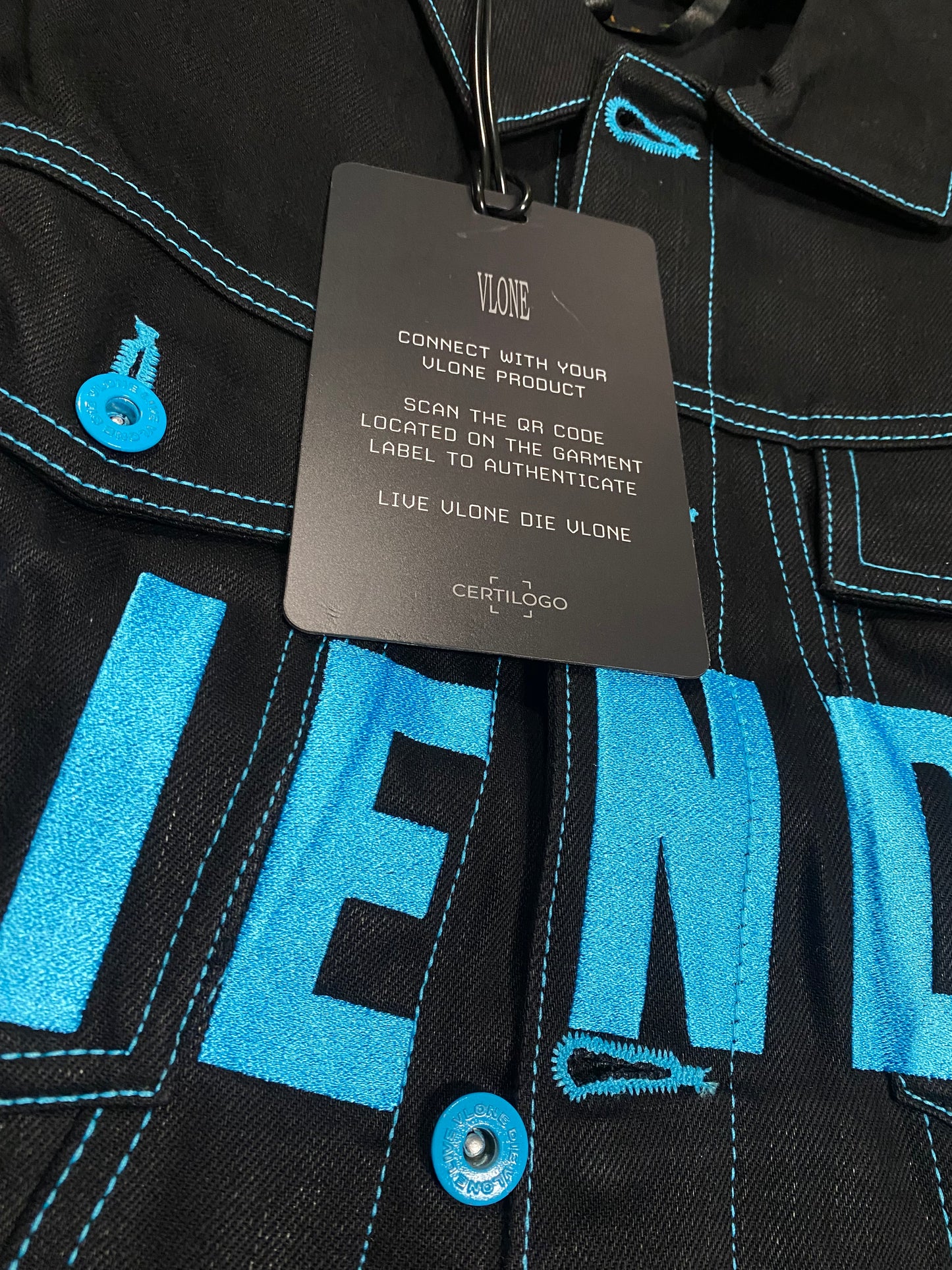 Vlone Blue Old English Denim Jacket