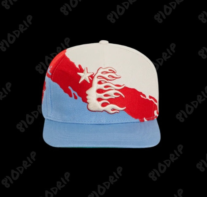 Hellstar Paintbrush Snapback Hat White/Red