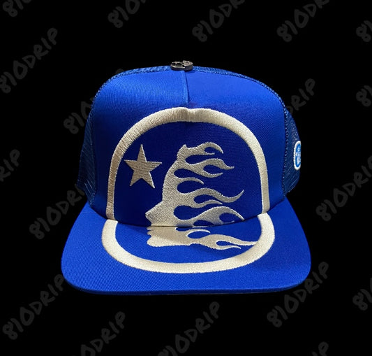 Hellstar Big Logo Trucker Snapback Hat - Blue