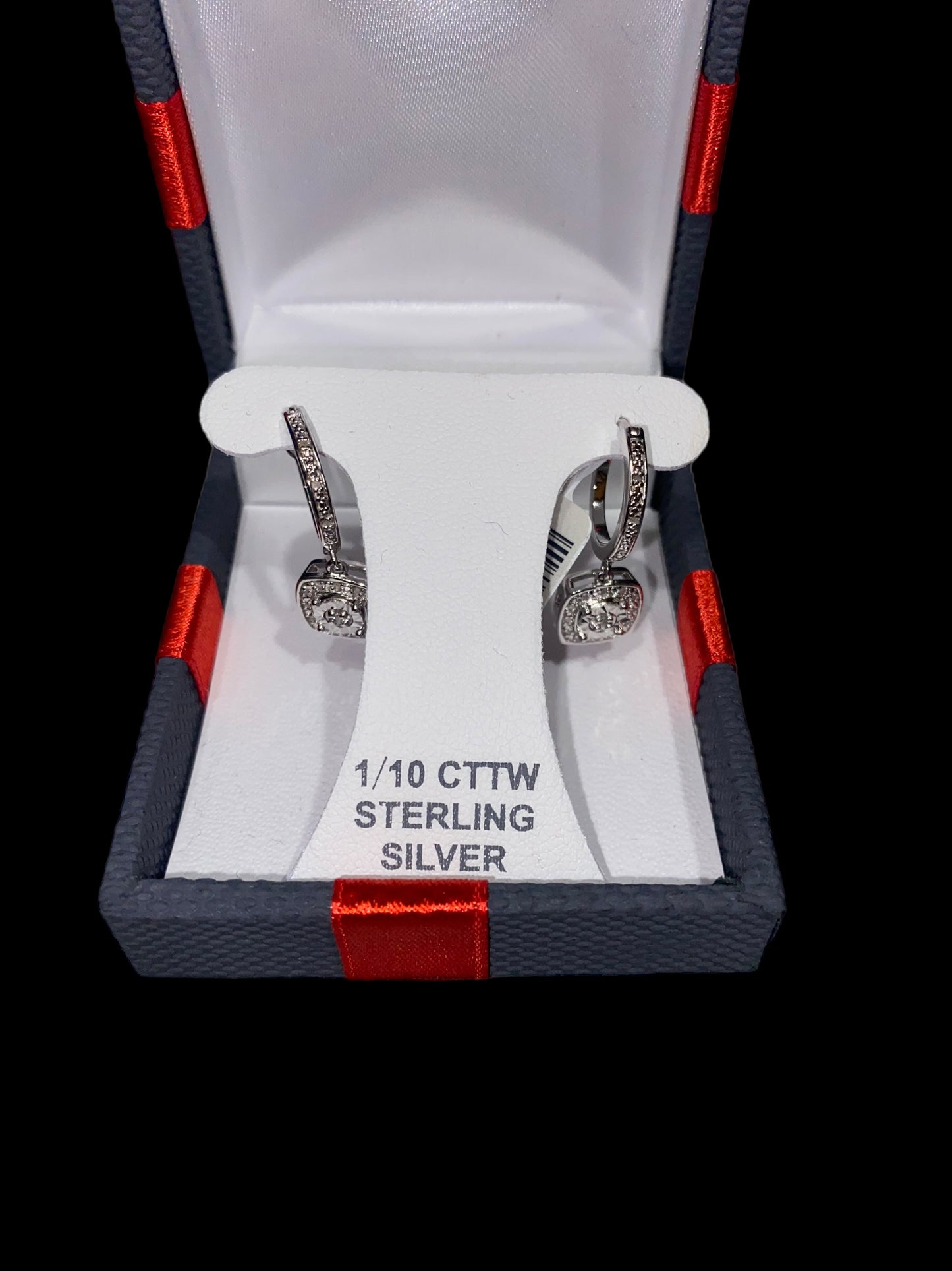 Diamond Sterling Silver Hoop Earrings 1/10 CTTW