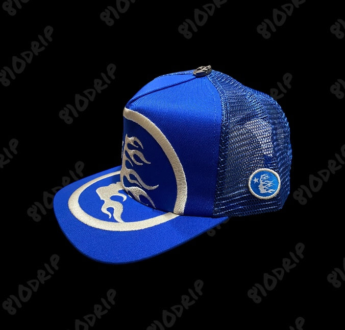 Hellstar Big Logo Trucker Snapback Hat - Blue